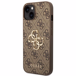 Guess 4G suur metallist logo ümbris iPhone 14 jaoks - pruun