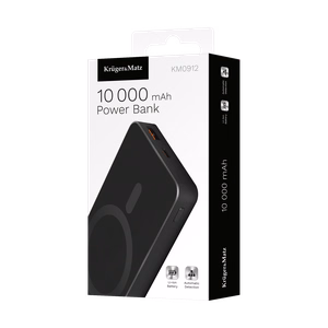 Krüger&Matz magnetiline juhtmevaba akupank, 10000 mAh, must