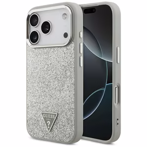 Guess Glitter Triangle Logo MagSafe ümbris jaoks iPhone 17 Pro - hõbedane