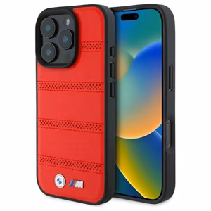 BMW M Perforated And Stitched Line MagSafe ümbris jaoks iPhone 16 Pro Max - punane