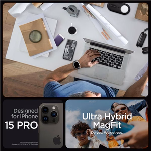 Spigen Ultra Hybrid Mag Ümbris with MagSafe jaoks iPhone 15 Pro - Dark hall (Zero One Pattern)