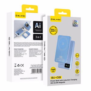 Blavec BJ-03 10000 mAh õhuke MagSafe-toega magnetiline akupank, 13,5 mm, USB-C, 22,5 W, kolm ühes (PBBJ03-MC10LB) (värv: helesinine; alumiiniumkorpus)