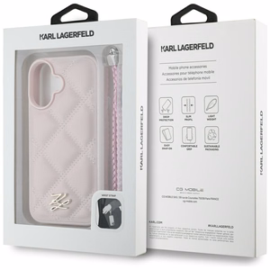 Karl Lagerfeld Quilted Initial Logo & Chain Strap iPhone 16 Ümbris - Roosa