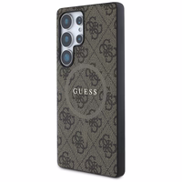 Guess Leather 4G Colored Ring Classic Logo MagSafe Ümbris Samsung Galaxy S25 Ultra brown