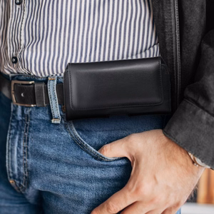 ROYAL universal horizontal leather belt holster size 2XL for SAMSUNG A21s / S20 ULTRA / S21 ULTRA / A70 / A71 / XIAOMI REDMI 9 / HUAWEI P SMART PRO black