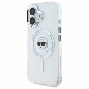 Karl Lagerfeld IML Metal Karl Head MagSafe Ümbris jaoks iPhone 16 Plus - valge