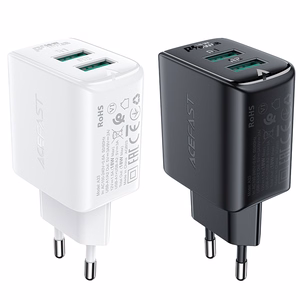 Acefast Laadija 2x USB 18W QC 3.0, AFC, FCP valge (A33 valge)