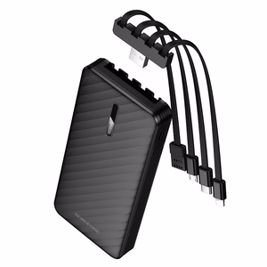 Borofone Power Bank 10000mAh BJ84 Smooth - USB - with USB, Type C, Lightning and Micro USB cables black