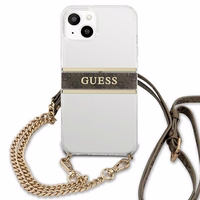 Guess GUHCP13SKC4GBGO iPhone 13 mini 5.4" läbipaistev kõvakott 4G pruun rihm kuldne kett