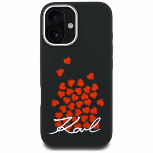 Karl Lagerfeld Silicone Heart Sign Logo MagSafe Case for iPhone 16 - Black
