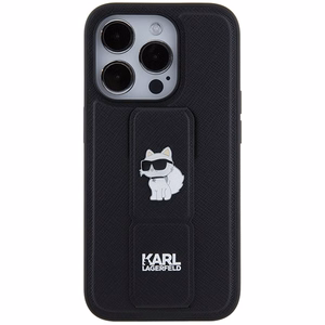 Karl Lagerfeld Gripstand Saffiano Choupette Pins ümbris jaoks iPhone 14 Pro - must