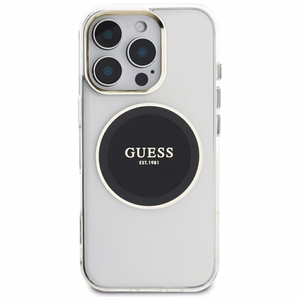 Чехол Guess IML Metal Colored Circle Classic Logo MagSafe для iPhone 16 Pro Max - чёрный