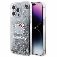Hello Kitty Liquid Glitter Charms Kitty Head ümbris jaoks iPhone 15 Pro Max - hõbedane