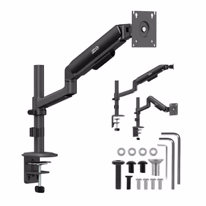 Ergo Office ER-691 B – gas-spring monitor arm for 17–32-inch screens, 1–10 kg, VESA up to 100×100, matte black