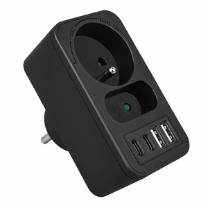 Maclean MCE249 F/B – võrgupesa jaotur, 2 pistikupesa, 4 USB-porti: 2×USB-A ja 2×USB-C PD 20 W, 1×16 A + 1×6 A