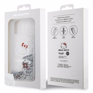 Hello Kitty Liquid Glitter Charms Kitty Head ümbris jaoks iPhone 15 - hõbedane