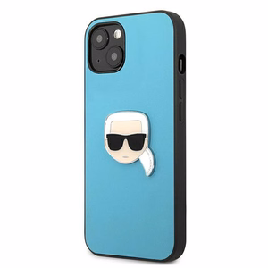 Karl Lagerfeld Leather Ikonik Karl's Head Metal Case for iPhone 13 mini - Blue