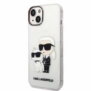 Karl Lagerfeld Glitter Karl&Choupette ümbris jaoks iPhone 14 Plus - läbipaistev