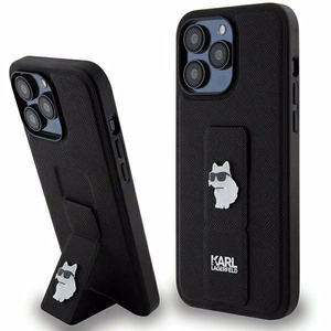 Karl Lagerfeld Gripstand Saffiano Choupette Pins чехол для iPhone 13 Pro / 13 - чёрный