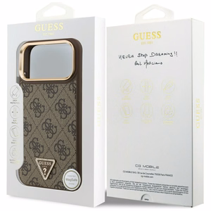 GUESS ümbris jaoks IPHONE 17 Pro Max compatible with MagSafe GUHMP17XP4GTDGMW (4G PU W/ Triangle Logo) kuldne brown