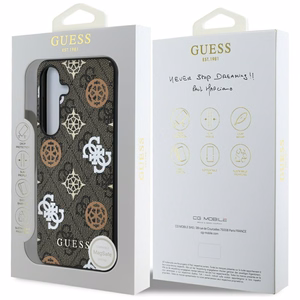 Guess 4G Printed Colored Peony Pattern MagSafe ümbris jaoks Samsung Galaxy S25 brown