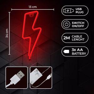 Neon LED Light BOLT punane Bat + USB FLNE06 Forever Light