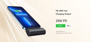 Powerbank Veger PlugOn (W0556P) PD QC3.0 3A 20W 5000 mAh with a built-in connector Lightning must