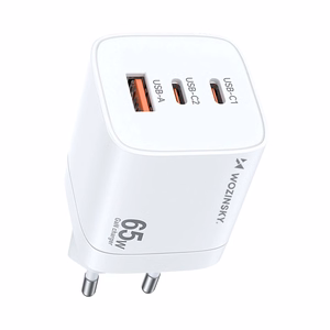 Wozinsky CGWCW 65W GaN Wall Laadija USB-A / 2 x USB-C - valge