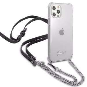 Guess GUHCP12LKC4GSSI iPhone 12 Pro Max 6.7" läbipaistev kõvakott 4G hõbedane kett