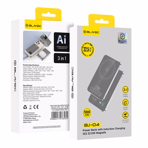 Blavec Power Bank 5000mAh BJ-04 Ultra Slim 7,8mm - Type C - 22,5W магнитный Magsafe 3 в 1 (PBBJ04-MC5G) серое стекло