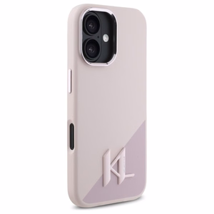 Karl Lagerfeld Silicone Shadow Metal Initial MagSafe iPhone 16 Ümbris - roosa