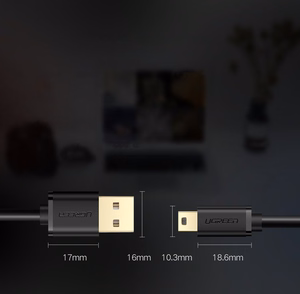 Ugreen USB - mini USB kaabel 480 Mbps 3 m must (US132 10386)