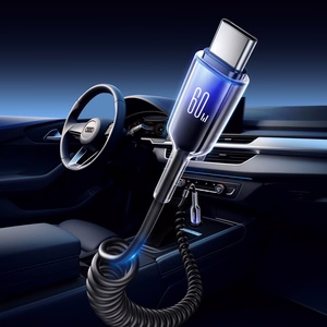 Joyroom S-A43 Crystal-Clear Series 60W USB-C - USB-C spiral kaabel 1.5m - must