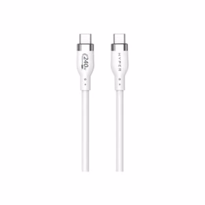 Hyper HyperJuice HJ4001WHGL – 1 m 240 W silikoonist USB-C–USB-C laadimiskaabel, valge