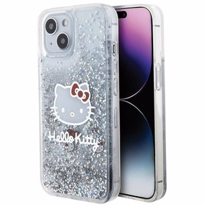 Hello Kitty Liquid Glitter Charms Kitty Head ümbris jaoks iPhone 14 - hõbedane