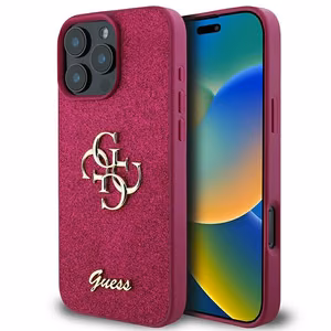 Guess Glitter Script Big 4G iPhone 16 Pro Ümbris - lilla