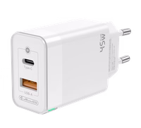 JELLICO seina laadija C107 GaN PD 45W 1xUSB-C + 1xUSB QC3.0 valge