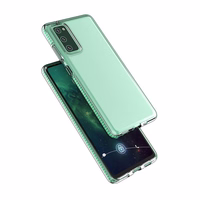 Spring Case läbipaistev TPU geelist kaitsekate värvilise raamiga Samsung Galaxy A02s EU tumepunane
