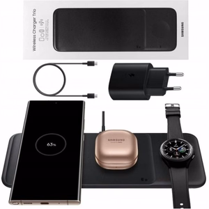 Juhtmevaba laadija Samsung Trio EP-P6300TWEGEU valge 25W (laadija ja kaabliga) / 100% originaal /