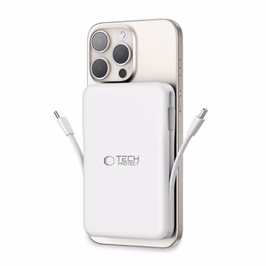 Tech-Protect LifeMag PB31 внешний аккумулятор с MagSafe 10000mAh 15W USB-C / USB-A / встроенные кабели USB-C / Lightning - Белый