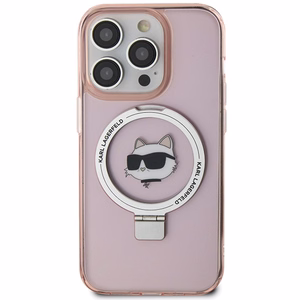 Karl Lagerfeld KLHMP15XHMRSCHP iPhone 15 Pro Max 6.7" розовый/розовый жёсткий чехол Ring Stand Choupette Head MagSafe