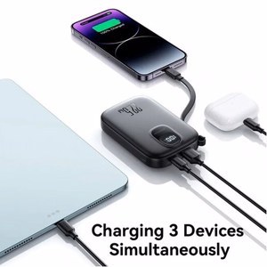 Akupank Joyroom JR-PBF18 must 10000mAh 22.5W PD / QC3.0 + integreeritud Lightning kaabel + Type-C kaabel