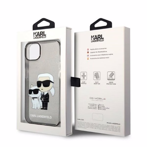 Karl Lagerfeld Glitter Karl&Choupette ümbris jaoks iPhone 14 Plus - must