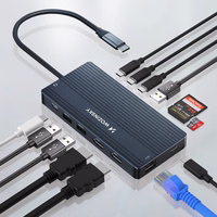 USB-C Hub 14 in 1 Wozinsky WDS03Y5S Multifunctional, Aluminum, jaoks 3 Monitors, with 15 cm Kaabel - Hall