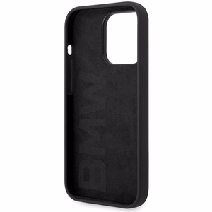 BMW Silicone Metal Logo ümbris jaoks iPhone 15 Pro - must