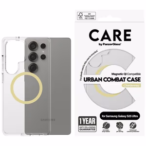 CARE by PanzerGlass Flagship Urban Combat Chardonnay QI Ümbris jaoks Samsung Galaxy S25 Ultra - Läbipaistev