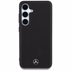 Mercedes Leather Debossed Lines MagSafe ümbris jaoks Samsung Galaxy S25+ - must
