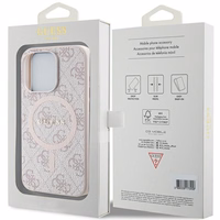 Guess 4G Collection Leather Metal Logo MagSafe Ümbris jaoks iPhone 14 Pro Max - roosa