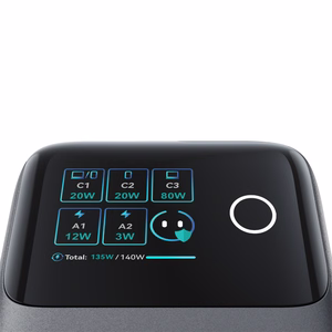 Joyroom Podix JR-TRD01 GaN 140W Desktop Laadija with 5 Ports and Dual Retractable Cables - Hall