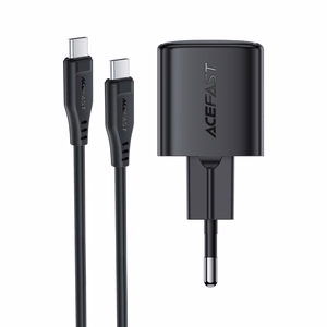 Laadija Acefast A118 30W GaN USB-C + USB-C USB-C-le kaabel 1.2m must